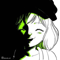 Rule 34 | 1girl, aboude art, artist name, black hat, carrot (one piece), closed eyes, hat, instagram logo, instagram username, limited palette, one piece, open mouth, rabbit girl, short hair, signature, smile, solo, teeth