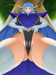 Rule 34 | blue hair, breasts, cleft of venus, from below, huge breasts, kawanuma uotsuri, magic knight rayearth, ryuuzaki umi, tree