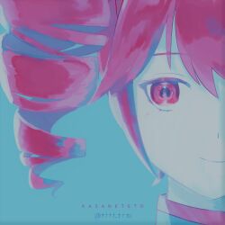 Rule 34 | 1girl, blue background, close-up, drill hair, kasane teto, pink eyes, pink hair, smile, solo, ttopoko, twin drills, twintails, vocaloid