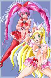 Rule 34 | 10s, 2girls, blush, breasts, cure melody, cure rhythm, highres, houjou hibiki, large breasts, minamino kanade, multiple girls, nipples, precure, pussy, smile, suite precure, uncensored