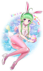Rule 34 | 1girl, absurdres, alternate costume, animal ears, bad id, bad pixiv id, braid, closed mouth, dated, detached collar, easter egg, egg, fake animal ears, fake tail, fire emblem, fire emblem awakening, full body, green hair, happy birthday, high heels, highres, holding, long hair, nah (fire emblem), nintendo, pantyhose, pink pantyhose, pointy ears, purple eyes, rabbit ears, rabbit tail, solo, tail, twin braids, wrist cuffs, yyillust