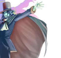 Rule 34 | 00s, 1boy, ascot, blue skin, cape, colored skin, count of monte cristo (gankutsuou), gankutsuou, hat, long hair, male focus, pointy ears, solo, top hat