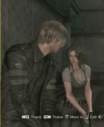 Rule 34 | 1boy, 1girl, animated, animated gif, helena harper, leon s. kennedy, lowres, resident evil, resident evil 6, tagme, thumbs up