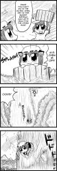 Rule 34 | 4koma, bkub, bucket, chen, comic, female focus, greyscale, hard-translated, highres, inaba tewi, monochrome, river, third-party edit, touhou, translated, water, waterfall
