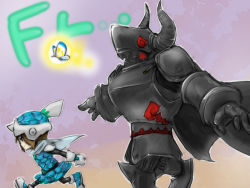 Rule 34 | a-terubz, androgynous, armor, bad id, bad pixiv id, black armor, brown hair, bug, butterfly, cape, chocho, fantasy life, full armor, gender request, gloves, hat, bug, odeon (fantasy life), oki (a-terubz), player (fantasy life), running