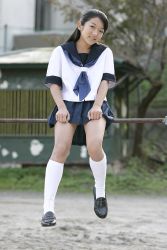 Rule 34 | 1girl, anna oonishi, anna oonishi 12 years, asian, black hair, female focus, highres, park, photo (medium), school uniform, solo