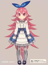 1girl artist_name female_focus flaky_(happy_tree_friends) full_body hair_between_eyes happy_tree_friends kab00m_chuck long_hair looking_at_viewer pantyhose red_eyes red_hair simple_background solo standing striped_clothes striped_pantyhose translation_request vertical-striped_clothes vertical-striped_pantyhose very_long_hair