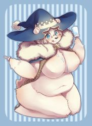 Rule 34 | artist request, blue eyes, furry, hat, polar bear, tongue, white hair, witch hat