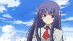 Rule 34 | animated, animated gif, baka to test to shoukanjuu, blush, fumizuki academy school uniform, kirishima shouko, purple hair, school uniform, tagme
