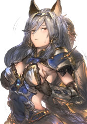 Rule 34 | 10s, 1girl, animal ears, aos, bow, grabbing another&#039;s breast, breasts, cat ears, cleavage, erune, grabbing, grabbing from behind, granblue fantasy, hair tubes, heles, large breasts, light purple hair, long hair, orange eyes, solo focus