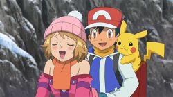 Rule 34 | 1boy, 1girl, ash ketchum, blush, clothed sex, creatures (company), doggystyle, game freak, gen 1 pokemon, happy sex, hetero, lowres, nintendo, outdoors, pikachu, pokemon, pokemon (anime), pokemon (creature), serena (pokemon), sex, sex from behind, short hair, smile, tagme