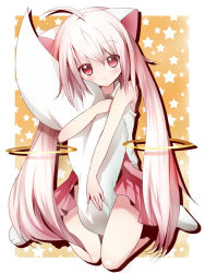 Rule 34 | 10s, 1boy, :3, ahoge, animal ears, bad id, bad pixiv id, bare shoulders, between legs, blush, colored eyelashes, full body, gradient hair, hugging own tail, hugging tail, kneeling, kyubey, long hair, looking at viewer, mahou shoujo madoka magica, mahou shoujo madoka magica (anime), male focus, mishima kurone, multicolored hair, personification, pink hair, red eyes, sitting, skirt, smile, solo, star (symbol), tail, tail between legs, twintails, very long hair, wariza, white hair
