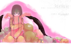 Rule 34 | aoki shin, long hair, original, pajamas, stuffed animal, stuffed rabbit, stuffed toy, tears