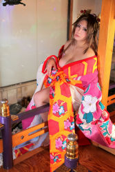 Rule 34 | breasts, chouzuki maryou, cosplay, hair ornament, japanese clothes, kimono, large breasts, photo (medium), plump, shiranui mai, shiranui mai (cosplay), snk, the king of fighters