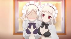 Rule 34 | 2girls, animated, animated gif, bouncing breasts, breasts, embarrassed, fate/kaleid liner prisma illya, fate (series), large breasts, leysritt (fate), maid, multiple girls, sella (fate)