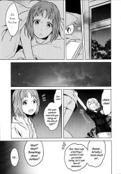 Rule 34 | 10s, 2girls, comic, english text, female focus, greyscale, hard-translated, jpeg artifacts, kyo zip, love live!, love live! sunshine!!, monochrome, multiple girls, nature, outdoors, plant, sky, takami chika, third-party edit, watanabe you