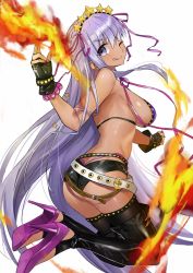 Rule 34 | 1girl, ;q, armpits, ashiwara yuu, ass, bare shoulders, bb (fate), bb (fate) (all), bb (swimsuit mooncancer) (fate), bb (swimsuit mooncancer) (second ascension) (fate), belt, belt buckle, bikini, black shorts, black thighhighs, blush, breasts, buckle, butt crack, commentary request, fate/grand order, fate (series), fingerless gloves, fingernails, from behind, gloves, hair ornament, high heels, large breasts, long hair, looking at viewer, looking back, micro shorts, mismatched bikini, nail polish, one eye closed, pink bikini, pink nails, purple bikini, purple eyes, purple footwear, purple hair, short shorts, shorts, sideboob, simple background, solo, star (symbol), star hair ornament, stirrup legwear, swimsuit, thighhighs, thong, toeless legwear, tongue, tongue out, very long hair, white background