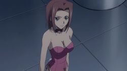 Rule 34 | 1girl, animated, animated gif, bare arms, between breasts, blue eyes, breasts, cleavage, code geass, detached collar, kouzuki kallen, large breasts, leotard, playboy bunny, rabbit tail, red hair, short hair, tail