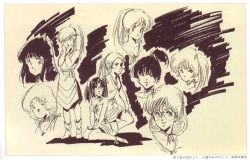 Rule 34 | 1980s (style), 6+girls, choujikuu yousai macross, everyone, haruhito mikimoto, macross, mikimoto haruhiko, monochrome, multiple girls, retro artstyle, production art, retro artstyle, yellow theme
