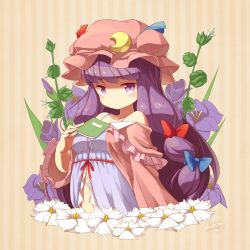 Rule 34 | 1girl, babydoll, blueberry (5959), blush, book, bow, crescent, female focus, flower, hair bow, hat, highres, lingerie, long hair, looking at viewer, navel, off shoulder, patchouli knowledge, purple eyes, purple hair, robe, solo, touhou, underwear