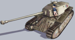 Rule 34 | 10s, 1girl, absurdres, arl-44, axe, bc freedom (emblem), bc freedom military uniform, black footwear, blonde hair, blue eyes, blue hat, blue jacket, boots, closed mouth, commentary request, crossed arms, emblem, girls und panzer, grey background, hat, highres, jacket, kabayaki namazu, long sleeves, looking at viewer, md5 mismatch, military, military hat, military vehicle, miniskirt, motor vehicle, oshida (girls und panzer), pickaxe, pleated skirt, resolution mismatch, shadow, shako cap, short hair, simple background, skirt, smile, solo, source smaller, standing, tank, vehicle focus, weapon, white skirt