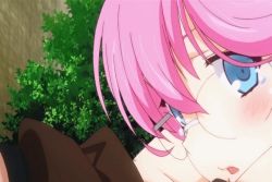 Rule 34 | against wall, animated, animated gif, blue eyes, blush, clothed sex, glasses, moaning, pink hair, rance (series), rance 01, sex, sill plain