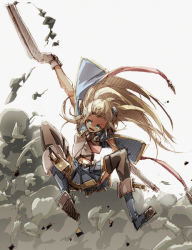 Rule 34 | arc system works, arms stretched, blazblue, blonde hair, bolverk, boots, capelet, explosion, green eyes, gun, hair ornament, image sample, knee boots, long hair, miniskirt, necktie, noel vermillion, page (page1555), pixiv sample, resized, skirt, smirk, smoke, thighhighs, weapon, zipper