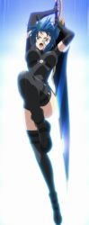 Rule 34 | 10s, 1girl, absurdres, blue hair, breasts, cross, high school dxd, highres, large breasts, short hair, solo, sword, weapon, xenovia quarta
