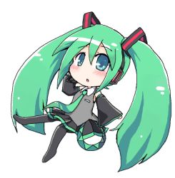Rule 34 | aqua hair, blue eyes, chibi, detached sleeves, hatsune miku, lowres, solo, thighhighs, twintails, vocaloid