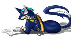 Rule 34 | ..., 00s, aqua eyes, aqua hair, bespectacled, book, chain, dog, drawfag, fur, glasses, open book, smoking pipe, reading, repede (tales), scar, tail, tales of (series), tales of vesperia