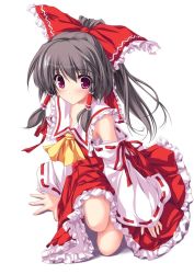 Rule 34 | 1girl, artist request, female focus, full body, hakurei reimu, japanese clothes, miko, simple background, solo, tagme, touhou, white background