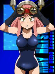 Rule 34 | 1girl, awa, boku no hero academia, breasts, competition swimsuit, covered navel, hatsume mei, looking at viewer, one-piece swimsuit, solo, swimsuit, tagme
