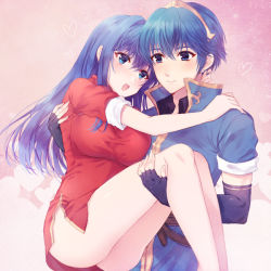 Rule 34 | 1boy, 1girl, :d, ass, awayuki ramika, bad id, bad pixiv id, black gloves, blue eyes, blue hair, blush, breasts, caeda (fire emblem), carrying, couple, dress, elbow gloves, fingerless gloves, fire emblem, fire emblem: mystery of the emblem, gloves, heart, hetero, large breasts, long hair, looking at another, marth (fire emblem), nintendo, no legwear, open mouth, princess carry, red dress, short dress, short sleeves, side slit, simple background, smile, thighs, tiara