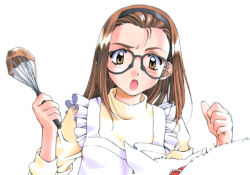 Rule 34 | 1990s (style), 1girl, apron, cat, glasses, hairband, hosaka miyuki, kai tomohisa, sentimental graffiti, solo, whisk