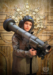 Rule 34 | 1girl, 3d, christianity, commentary, copyright request, english commentary, facing viewer, fgm-148 javelin, helmet, highres, jacket, javelin, looking at viewer, man-portable anti-tank systems, missile launcher, non-web source, original, photorealistic, realistic, russo-ukrainian war, st. javelin, ukrainian flag, watermark, zionism