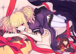 Rule 34 | 10s, 2girls, :d, alternate legwear, aoki hagane no arpeggio, blonde hair, blush, blush stickers, bow, breasts, brown hair, chaise longue, checkered floor, collarbone, closed eyes, floor, high heels, highres, instrument, kongou (aoki hagane no arpeggio), large breasts, lipstick, long hair, looking at viewer, lying, makeup, maya (aoki hagane no arpeggio), moonhackle, multiple girls, nail polish, on stomach, open mouth, personification, piano, red eyes, ribbon, shoes, short sleeves, sitting, smile, smiley face, thighhighs, white legwear
