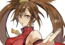 Rule 34 | 1girl, arc system works, brown eyes, brown hair, china dress, chinese clothes, dress, guilty gear, guilty gear xrd, hair ornament, kuradoberi jam, long hair, looking at viewer, portrait, red dress, solo focus, uncle rabbit ii