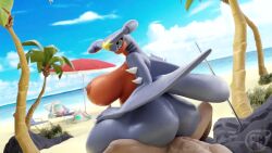Rule 34 | 1boy, 1girl, 3d, animated, ass, beach, bouncing ass, bouncing breasts, breasts, creatures (company), game freak, garchomp, gen 4 pokemon, girl on top, huge ass, large breasts, looking back, nintendo, pervertguy341, pokemon, pokemon (creature), public indecency, sex, shark girl, sharp teeth, sound, tagme, teeth, video