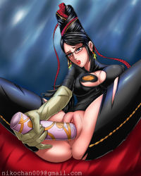 Rule 34 | 1girl, anus, ass, bayonetta, bayonetta (series), bayonetta 1, black hair, blue eyes, blush, bodysuit, breasts, cleavage, cleavage cutout, clitoris, clothing cutout, dildo, earrings, elbow gloves, female focus, female masturbation, glasses, gloves, jewelry, large breasts, lipstick, long hair, makeup, masturbation, mole, nikochan009, no bra, no panties, object insertion, open mouth, pussy, pussy juice, sega, sex toy, sitting, solo, spread legs, thighhighs, torn clothes, uncensored, vaginal, vaginal object insertion