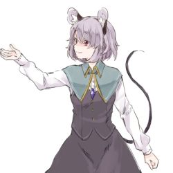 Rule 34 | 1girl, akagashi hagane, animal ears, bad id, bad pixiv id, grey hair, mouse ears, mouse tail, nazrin, short hair, simple background, smile, solo, tail, touhou, white background