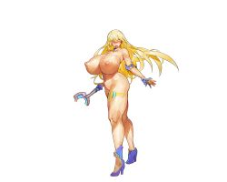 Rule 34 | 1girl, aqua eyes, blonde hair, blue eyes, blush, bodysuit, boots, breasts, broken, broken sword, broken weapon, embarrassed, feet, female focus, full body, functionally nude, game cg, gauntlets, groin, holding, holding sword, holding weapon, huge breasts, legs, legs apart, long hair, looking at viewer, melon22, nipples, open mouth, original, solo, standing, sword, thighs, torn bodysuit, torn clothes, transparent background, weapon