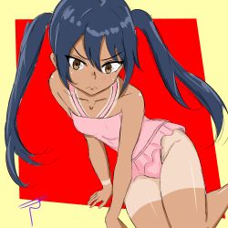 Rule 34 | 1girl, absurdres, black hair, highres, k-on!, nakano azusa, one-piece swimsuit, pink one-piece swimsuit, swimsuit, twintails