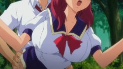 Rule 34 | 1girl, against tree, animated, animated gif, bent over, bouncing breasts, breasts, clothed sex, forest, huge breasts, long hair, nature, red hair, rui (school i), school i, school uniform, sex, tree, vaginal