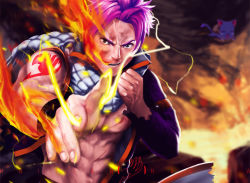 Rule 34 | 2boys, abs, animal, asymmetrical clothes, burning, cat, cave, clenched hands, epic, fairy tail, fire, fire, gradient background, happy (fairy tail), looking at viewer, lying, male focus, lava, multiple boys, natsu dragneel, pink hair, realistic, scar, standing, tattoo, veins
