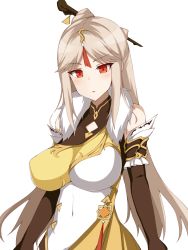 Rule 34 | china dress, chinese clothes, dress, genshin impact, hair ornament, half-closed eyes, highres, long hair, ningguang (genshin impact), parted bangs, red eyes, simple background, solo, toyo (c8), very long hair, white background