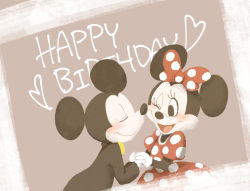Rule 34 | 1boy, 1girl, blush, bow, closed eyes, disney, dress, english text, formal, furry, iasatay, looking at another, mickey mouse, minnie mouse, mouse (animal), open mouth, smile, standing, suit