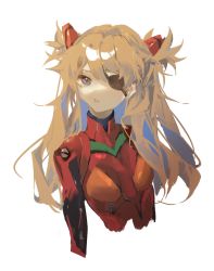 Rule 34 | 10s, 1girl, artist request, blue eyes, bodysuit, breasts, brown hair, expressionless, eyepatch, highres, long hair, looking at viewer, neon genesis evangelion, petals, pilot suit, plugsuit, rebuild of evangelion, simple background, solo, souryuu asuka langley, turtleneck, twintails, two side up, upper body, very long hair, wide hips