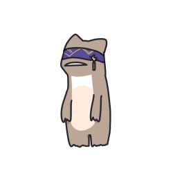 Rule 34 | blindfold, frown, galleon (granblue fantasy), granblue fantasy, purple blindfold, seal 007, simple background, solo, standing, stuffed toy, white background