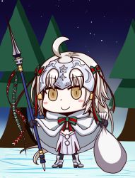 Rule 34 | 1girl, ahoge, april fools, armor, bag, bell, black gloves, black legwear, blush stickers, capelet, chirukyuu, christmas, fate/grand order, fate (series), gloves, hair ribbon, headpiece, jeanne d&#039;arc alter (fate), jeanne d&#039;arc (fate), jeanne d&#039;arc alter santa lily (fate), meme, official style, parody, polearm, ribbon, riyo (lyomsnpmp) (style), smile, solo, spear, weapon, yellow eyes