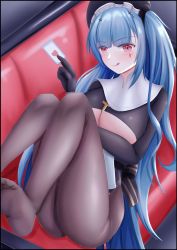 Rule 34 | 1girl, :q, absurdres, arm under breasts, ass, azur lane, black gloves, blue hair, breasts, brown pantyhose, card, clothing cutout, couch, facial mark, forked tongue, full body, gloves, highres, large breasts, long hair, looking at viewer, lying, marco polo (azur lane), marco polo (the queen of hearts) (azur lane), on back, on couch, pantyhose, peti (7325), playing card, red eyes, solo, thighs, tongue, tongue out, underboob cutout, very long hair
